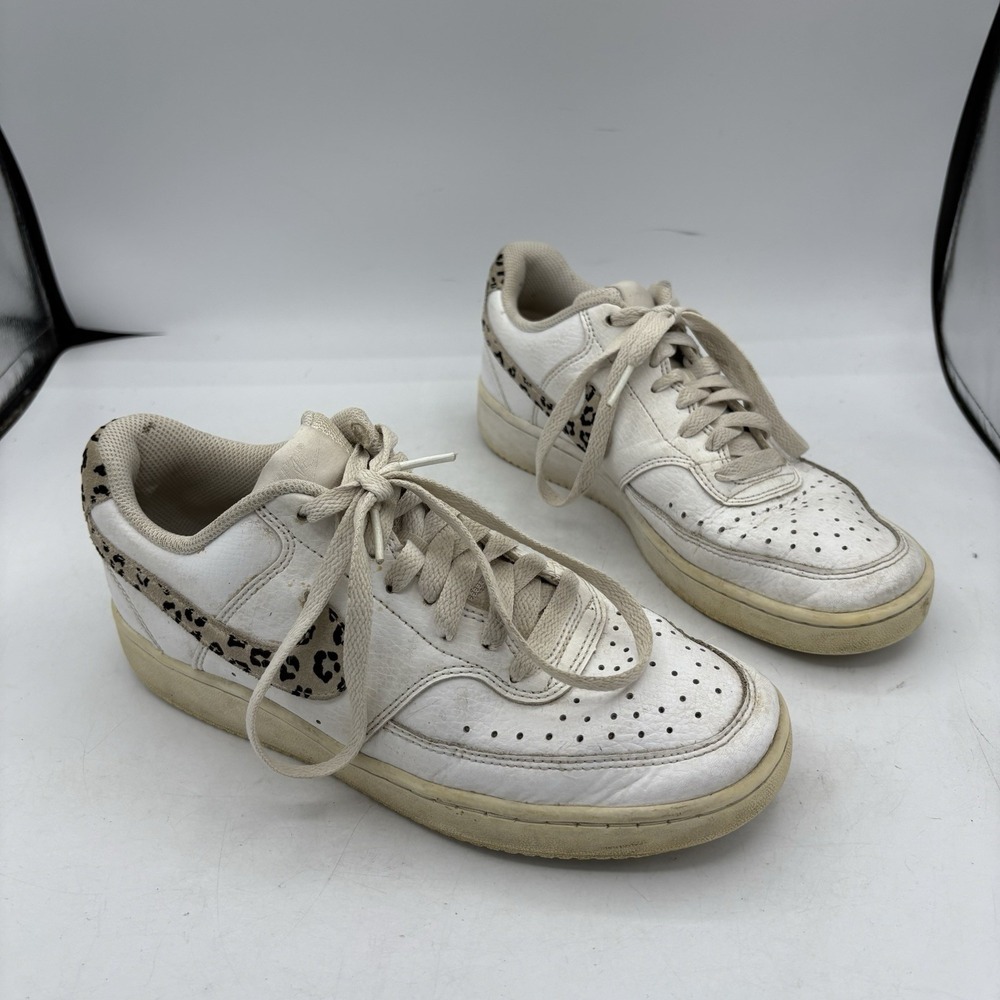 Nike Shoes Womens Size 8 Court Vision Low White Leopard DD9665-100 Sneakers